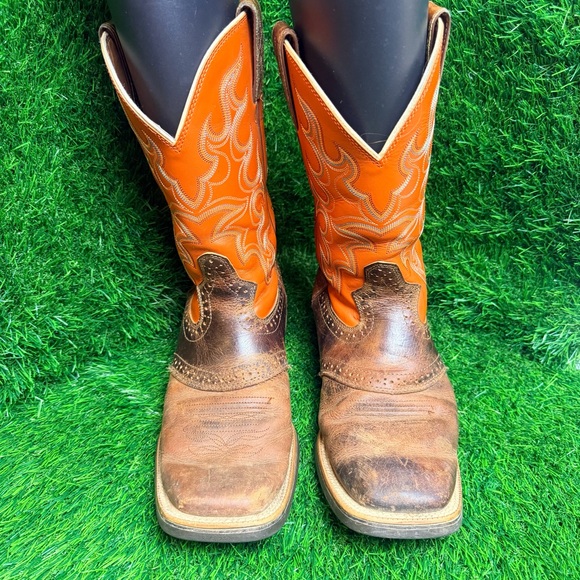 Justin Boots Orange and Brown Men's Boots - Picture 2 of 7